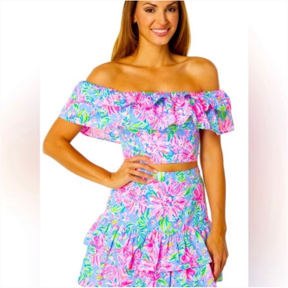 Lilly Pulitzer two piece skirt and off the shoulder top. Brand new with tags.